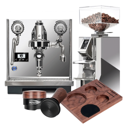 Eureka Costanza R Espressomaskine Inox Polished Inkl. Eureka Mignon Libra 55 Chrome Espressokværn & Baristatilbehør