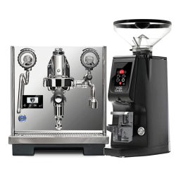 Eureka Costanza R Espressomaskine Inox Polished Inkl. Eureka Atom W 65 Casa Mat Sort Espressokværn