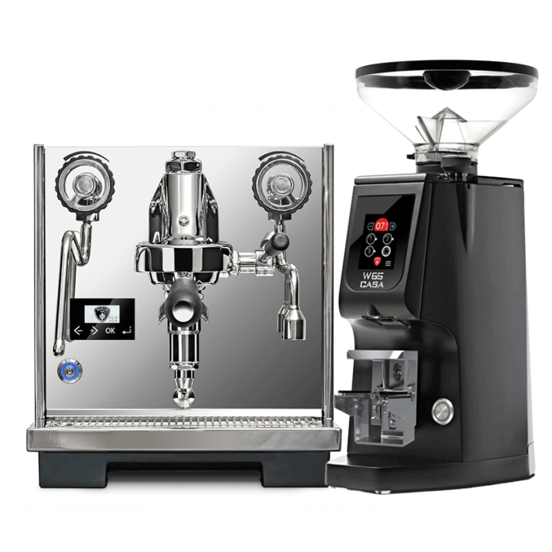 Eureka Constanza R Espressomaskine Inox Polished Inkl. Eureka Atom W 65 Casa Mat Sort Espressokværn