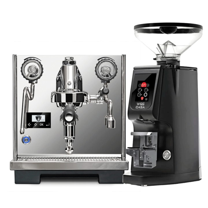 Eureka Constanza R Espressomaskine Inox Polished Inkl. Eureka Atom W 65 Casa Mat Sort Espressokværn