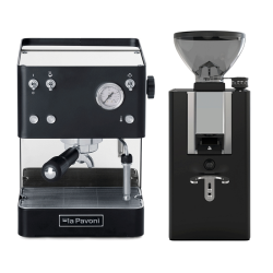La Pavoni New Casa Bar Sort LPMCBN01EU Espressomaskine Inkl. La Pavoni New Kube Sort LPGKBN02EU Espressokværn