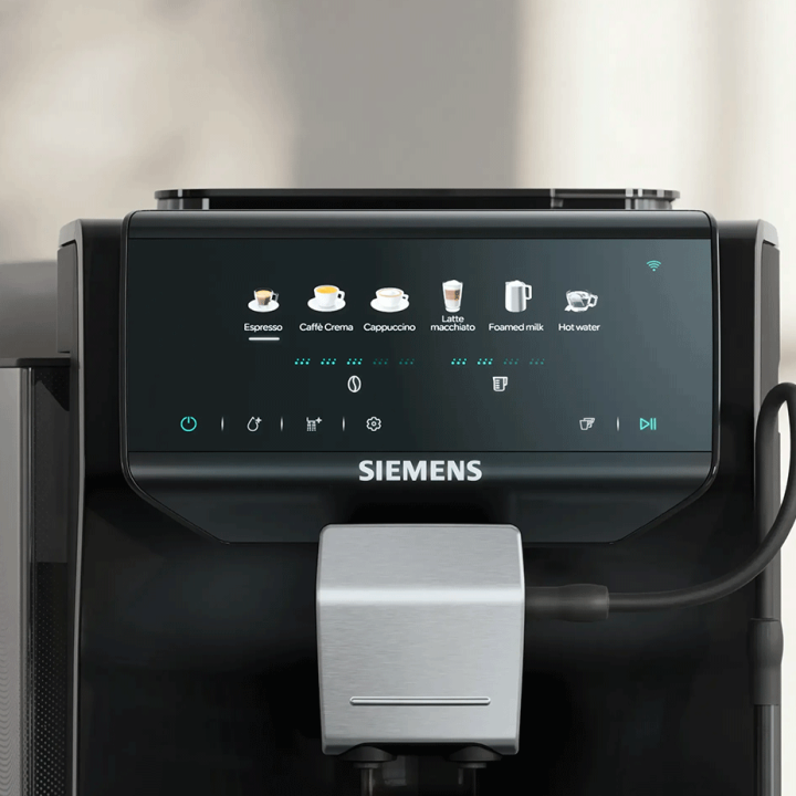 Siemens TP551E07 EQ500 Espressomaskine Piano Sort inkl. Rengøringspiller, Kalkfilter, Afkalkningspiller & 2kg Rigtig Kaffe