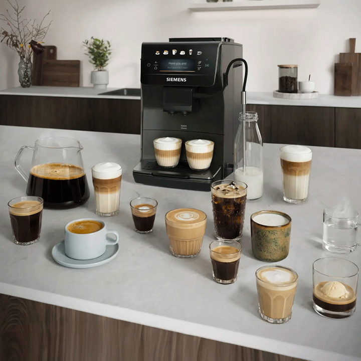 Siemens TP603E08 EQ6 Espressomaskine inkl. Rengøringspiller, Kalkfilter, Afkalkningspiller & 2kg Rigtig Kaffe