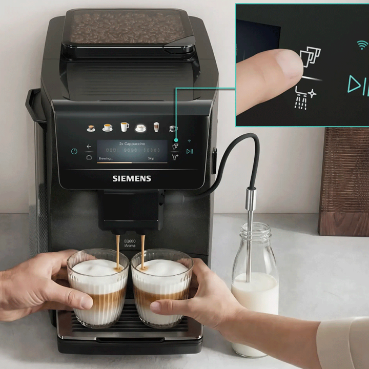 Siemens TP603E08 EQ6 Espressomaskine inkl. Rengøringspiller, Kalkfilter, Afkalkningspiller & 2kg Rigtig Kaffe