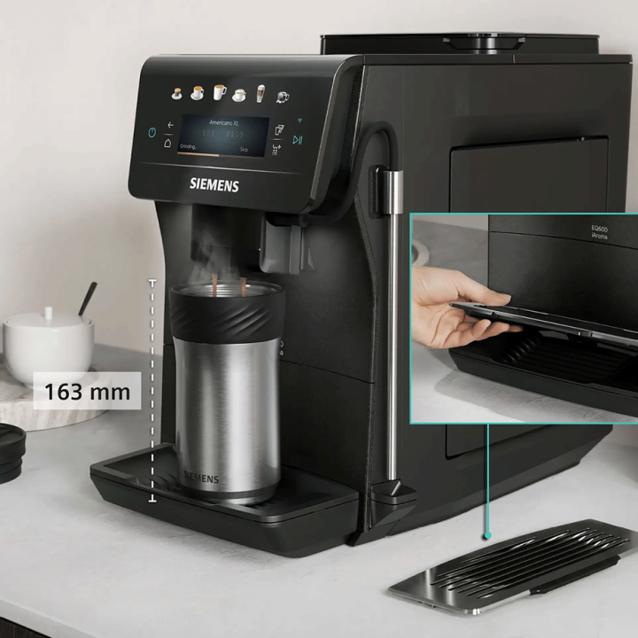 Siemens TP603E08 EQ6 Espressomaskine inkl. Rengøringspiller, Kalkfilter, Afkalkningspiller & 2kg Rigtig Kaffe