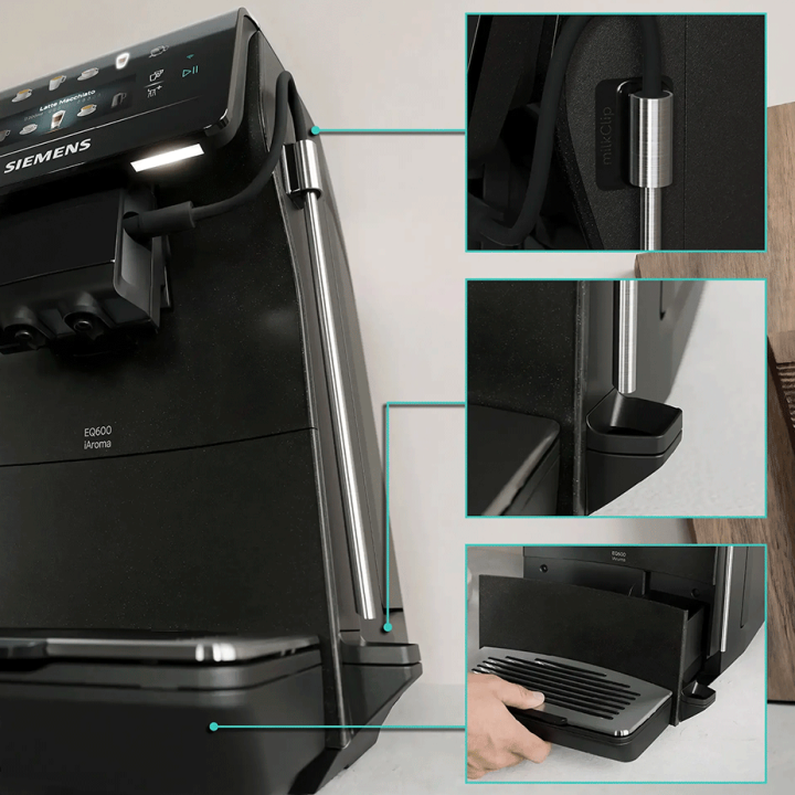 Siemens TP603E08 EQ6 Espressomaskine inkl. Rengøringspiller, Kalkfilter, Afkalkningspiller & 2kg Rigtig Kaffe