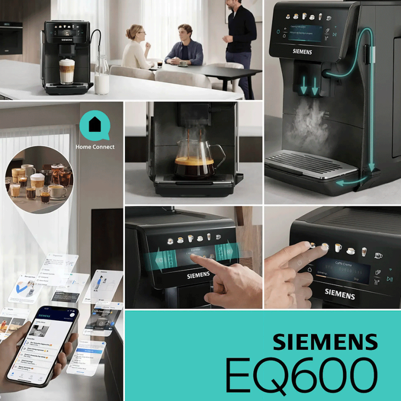 Siemens TP603E08 EQ6 Espressomaskine inkl. Rengøringspiller, Kalkfilter, Afkalkningspiller & 2kg Rigtig Kaffe