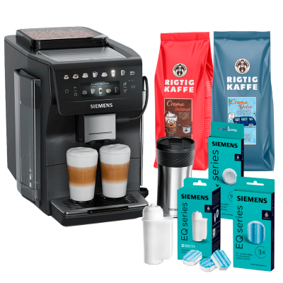 Siemens TP607ET8 EQ600 Espressomaskine Inkl. Siemens Termokop, Rengøringsprodukter & 2kg Rigtig Kaffe