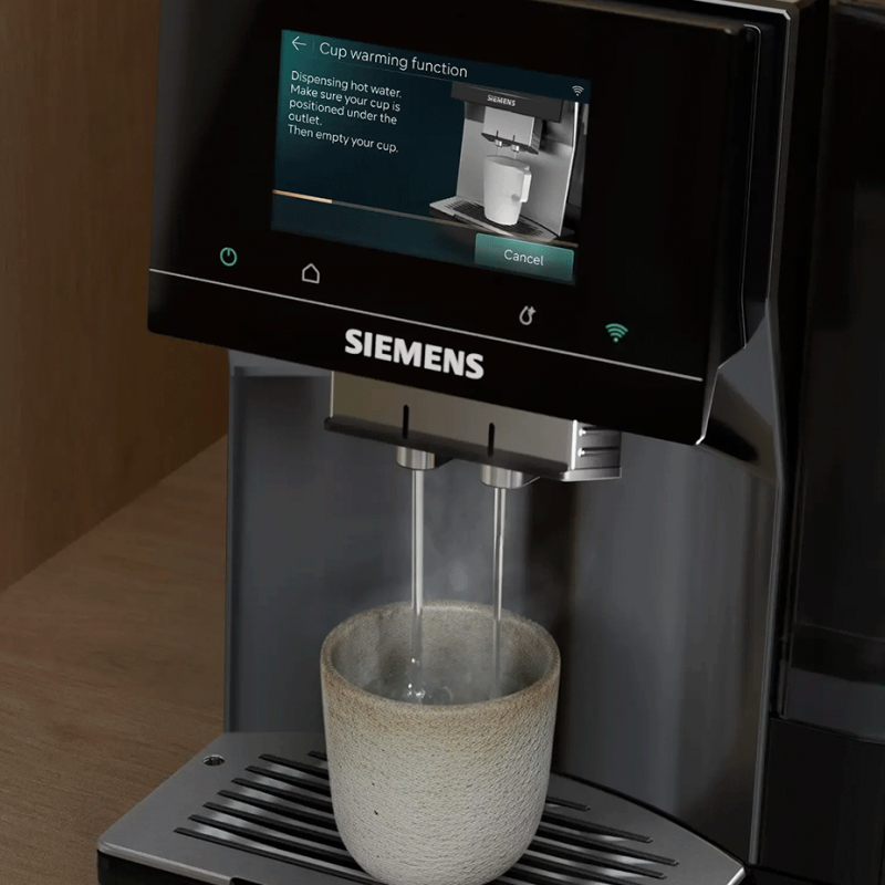 Siemens TP727E06 EQ700 Midnat Sølvmetallic Espressomaskine inkl. Plejepakke & 2x1kg Rigtig Kaffe Hele Kaffebønner