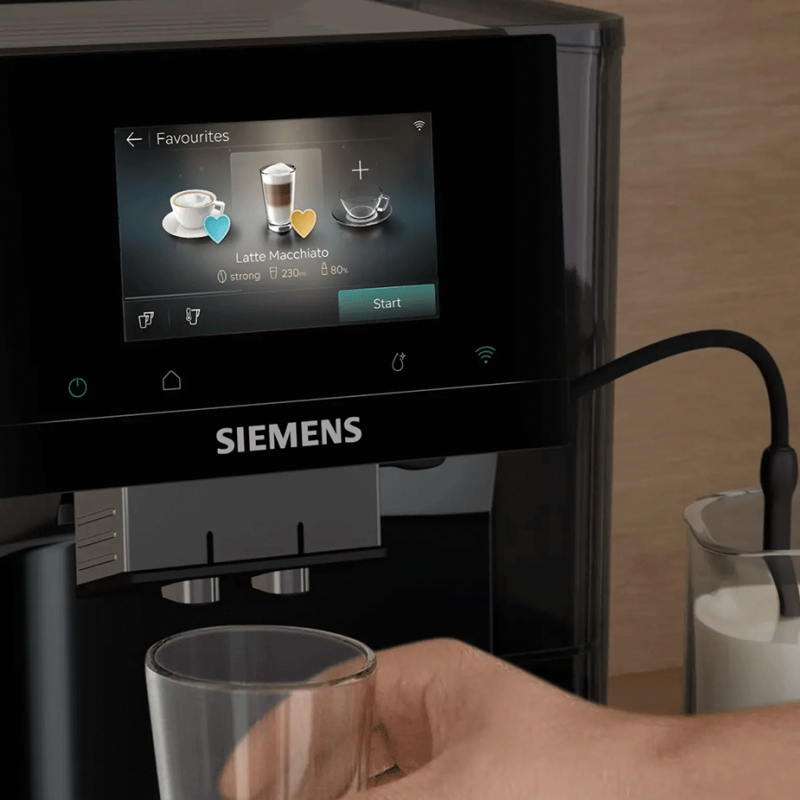 Siemens TP727E06 EQ700 Midnat Sølvmetallic Espressomaskine inkl. Plejepakke & 2x1kg Rigtig Kaffe Hele Kaffebønner