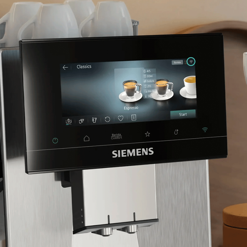 Siemens TQ923EZ3 EQ900 Plus Espressomaskine Inkl. AutoCalc'n Clean, Termokande & 2kg Rigtig Kaffe Hele Kaffebønner