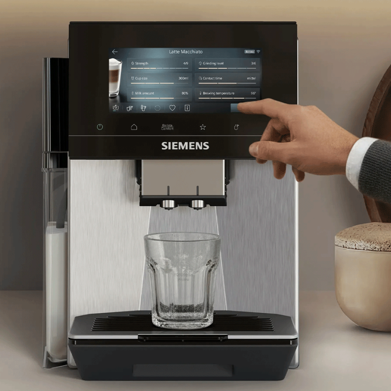 Siemens TQ923EZ3 EQ900 Plus Espressomaskine Inkl. AutoCalc'n Clean, Termokande & 2kg Rigtig Kaffe Hele Kaffebønner