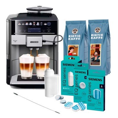 Siemens TE655203RW EQ6 Plus s500 Espressomaskine Inkl. Plejepakke og 1 Kg Hele Kaffebønner