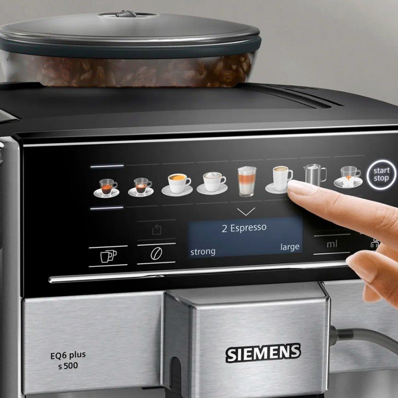 Siemens TE655203RW EQ6 Plus s500 Espressomaskine Inkl. Plejepakke og 1 Kg Hele Kaffebønner
