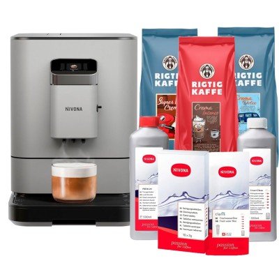 Nivona NIVO 7105 Grå Espressomaskine Inkl. Plejepakke & 3kg Hele kaffebønner
