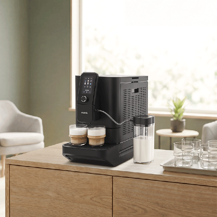Nivona NIVO 8'141 Pro Sort Espressomaskine Inkl. Mælkekøler, Plejepakke & 2kg Hele Kaffebønner