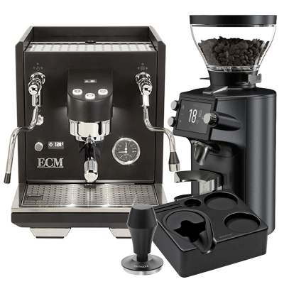 ECM Estetika Espressomaskine Inkl. Mahlkönig E64 WS Sort Espressokværn, Tamper Station & Tamper