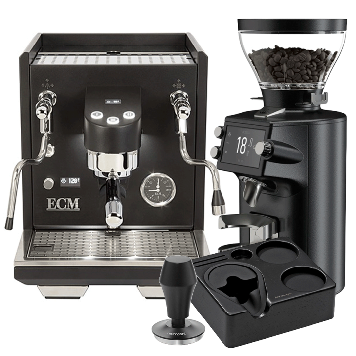ECM Estetika Espressomaskine Inkl. Mahlkönig E64 WS Sort Espressokværn, Tamper Station & Tamper