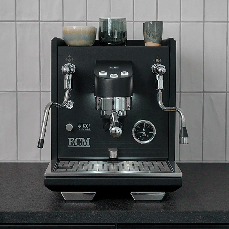 ECM Estetika Espressomaskine Inkl. Mahlkönig E64 WS Sort Espressokværn, Tamper Station & Tamper