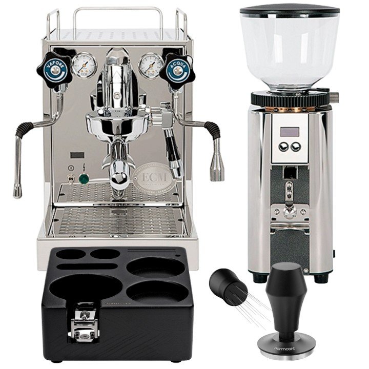 ECM Mechanika Slim PID Espressomaskine Inkl. ECM C-Automatik 54 Stål Espressokværn, Tamperstation, Tamper & WDT Tool