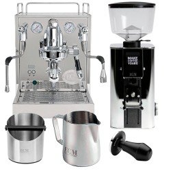 ECM Mechanika MAX II Espressomaskine Inkl. ECM Exacto Stål Espressokværn, Mælkekande, Knockbox & Tamper
