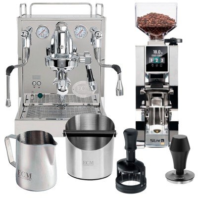ECM Mechanika MAX II Espressomaskine Inkl. Eureka Mignon Oro Stark W Kværn, Tamper, WDT Tool, Mælkekande & Knockbox