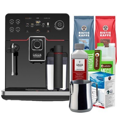 Gaggia Accademia Espressomaskine Inkl. Plejepakke, Mælkekande & 2kg Rigtig Kaffe Hele Kaffebønner