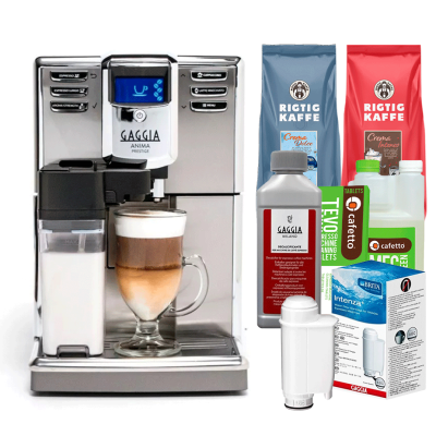 Gaggia Anima Prestige Stål Espressomaskine Inkl. Plejepakke & 2kg Rigtig Kaffe Hele Kaffebønner