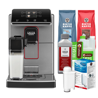 Gaggia Magenta Prestige Glazed Grey Espressomaskine Inkl. Plejepakke & 2kg  Rigtig Kaffe hele Kaffebønner