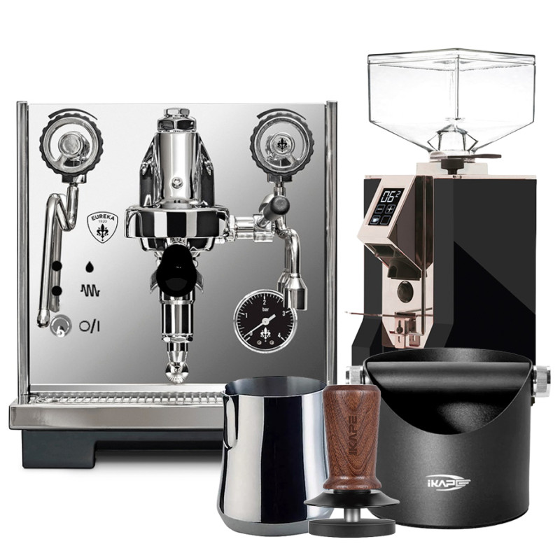 Eureka Pura R Valnød Espressomaskine Inkl. Eureka Mignon Specialita & Baristaudstyr