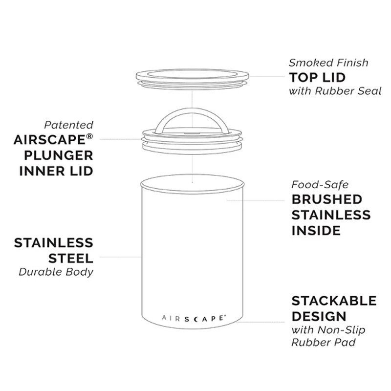 Airscape Classic Kaffebeholder Børstet Stål 250g