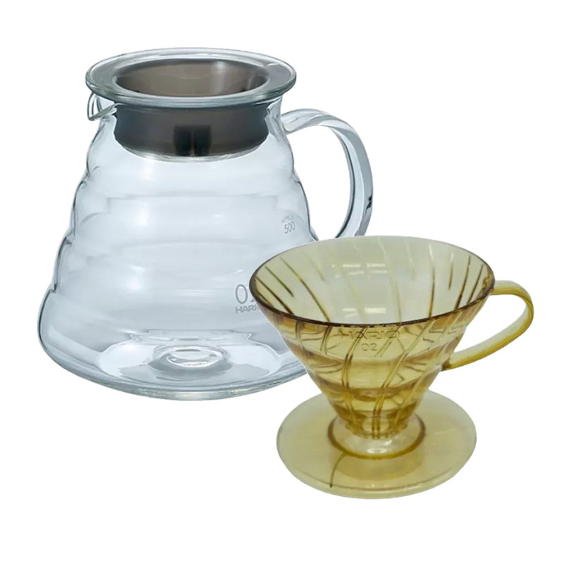 Hario V60 Filterbryg Sæt Inkl. V60 Range Server 60 cl, Tsukimi Gul Dripper 2 Kop. & Filtre