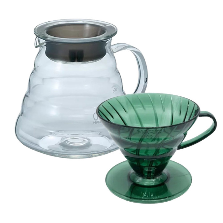 Hario V60 Filterbryg Sæt Inkl. V60 Range Server 60 cl, Bonsai Grøn Dripper 2 Kop. & Filtre