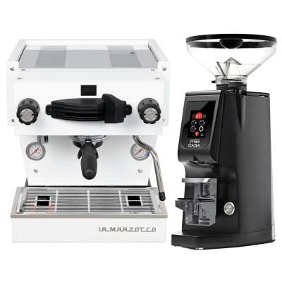La Marzocco Linea Mini R Hvid Espressomaskine Inkl. Eureka Atom W 65 Casa Mat Sort Espressokværn