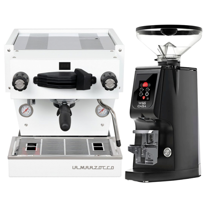 La Marzocco Linea Mini R Hvid Espressomaskine Inkl. Eureka Atom W 65 Casa Mat Sort Espressokværn