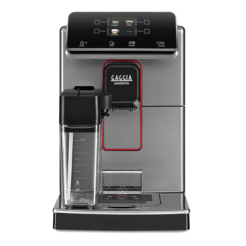 Gaggia Magenta Prestige Glazed Grey Espressomaskine Inkl. 4x Club House Tulipano Cappuccino m. Underkop Rød & 500g Rigtig Kaffe