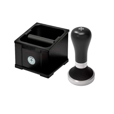 Eureka Mignon Knock Box Sort Inkl. Eureka Tamper Perfect Grip Sort 58 mm