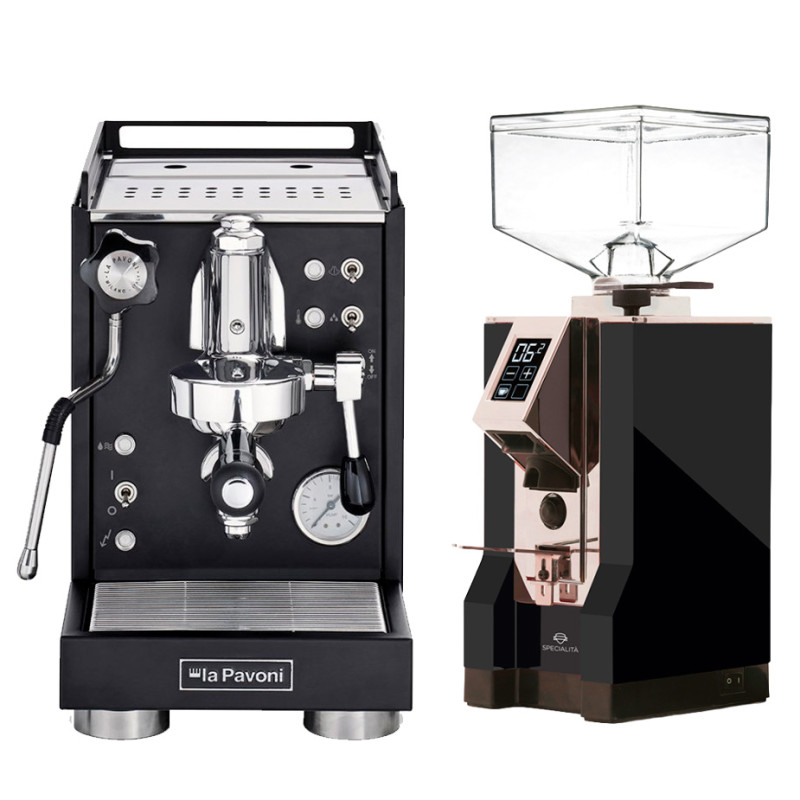 La Pavoni Mini Cellini Sort LPSMCB01EU Espressomaskine Inkl. Eureka Mignon Specialita Sort/Chrome Espressokværn