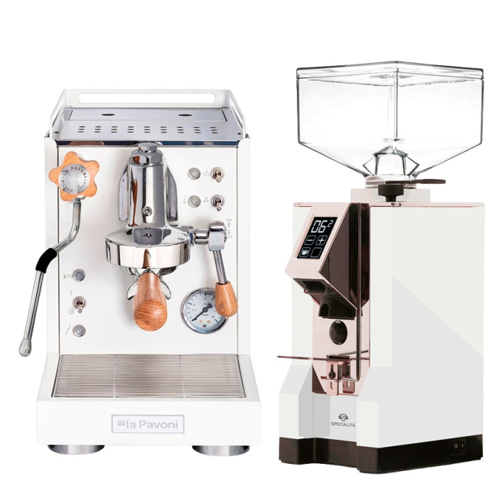 La Pavoni Mini Cellini Hvid LPSMCW01EU Espressomaskine Inkl. Eureka Mignon Specialita Hvid Espressokværn