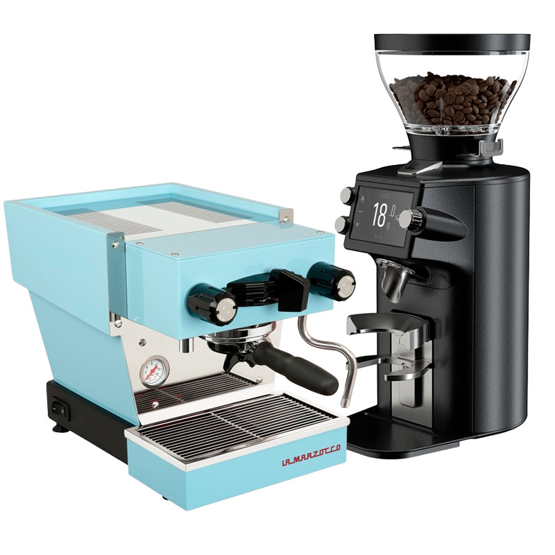 La Marzocco Linea Micra Blå Espressomaskine Inkl. Mahlkönig E64 WS Sort Espressokværn