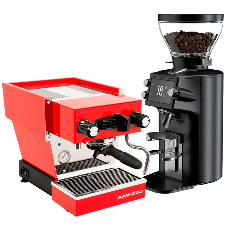 La Marzocco Linea Micra Rød Espressomaskine Inkl. Mahlkönig E64 WS Sort Espressokværn
