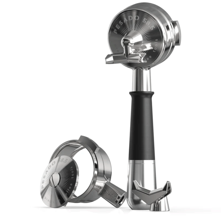 Pesado Hybrid Bundløst & Double Spouted Portafilter Til La Marzocco 6mm  Sort/Sort
