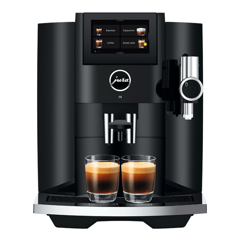 Jura S8 (EB) Piano Black Espressomaskine Inkl. Startpakke DK sprog, Mælkekande og Plejepakke