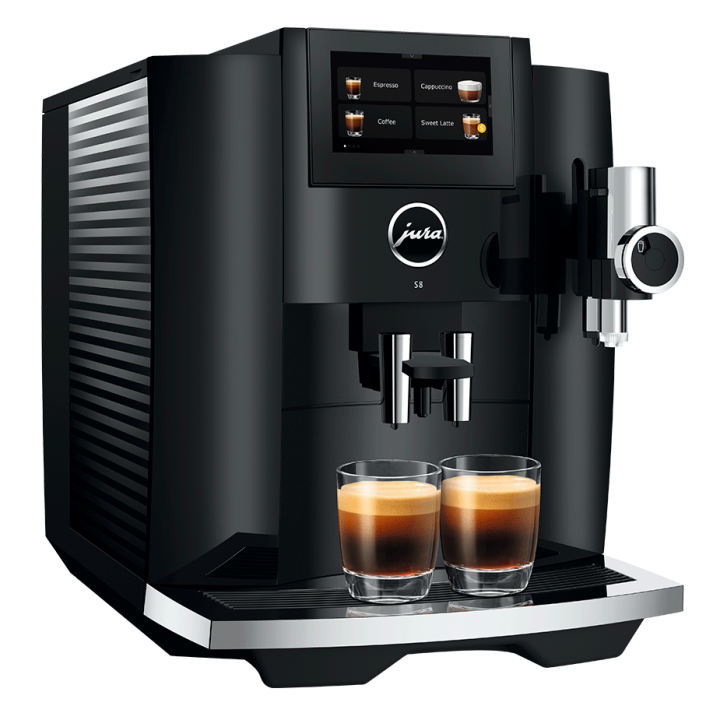Jura S8 (EB) Piano Black Espressomaskine Inkl. Startpakke DK sprog, Mælkekande og Plejepakke