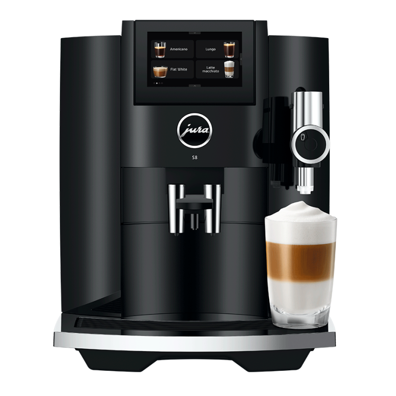 Jura S8 (EB) Piano Black Espressomaskine Inkl. Startpakke DK sprog, Mælkekande og Plejepakke