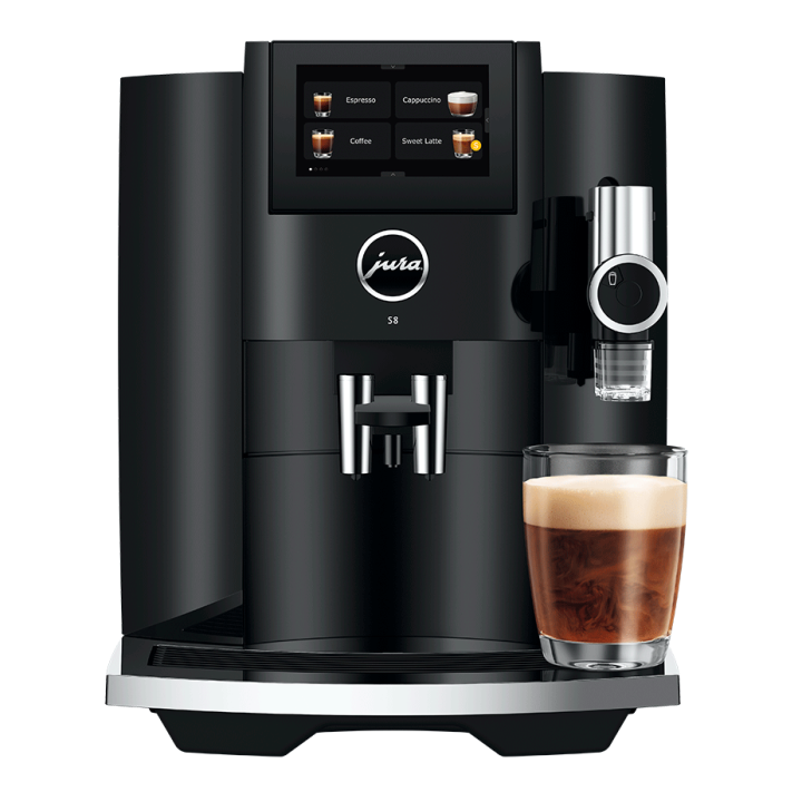 Jura S8 (EB) Piano Black Espressomaskine Inkl. Startpakke DK sprog, Mælkekande og Plejepakke