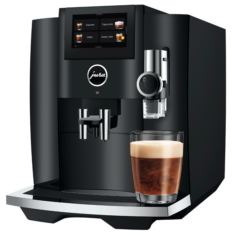 Jura S8 (EB) Piano Black Espressomaskine Inkl. Startpakke DK sprog, Mælkekande og Plejepakke