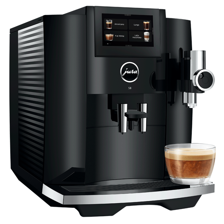 Jura S8 (EB) Piano Black Espressomaskine Inkl. Startpakke DK sprog, Mælkekande og Plejepakke