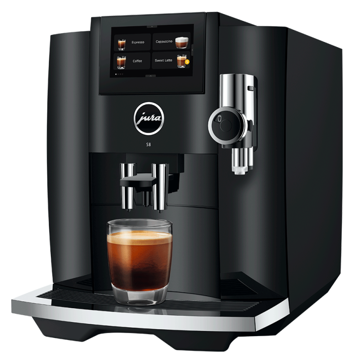 Jura S8 (EB) Piano Black Espressomaskine Inkl. Startpakke DK sprog, Mælkekande og Plejepakke