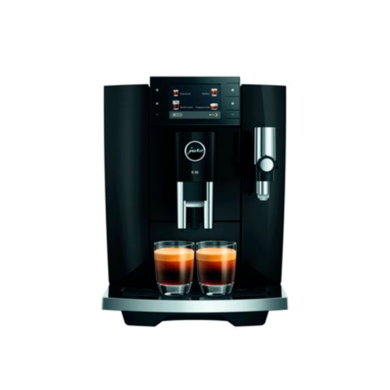 Jura E8 (ED) Piano Black Espressomaskine Inkl. Startpakke (DK sprog), Plejepakke, Mælkekande & 3kg Rigtig Kaffe